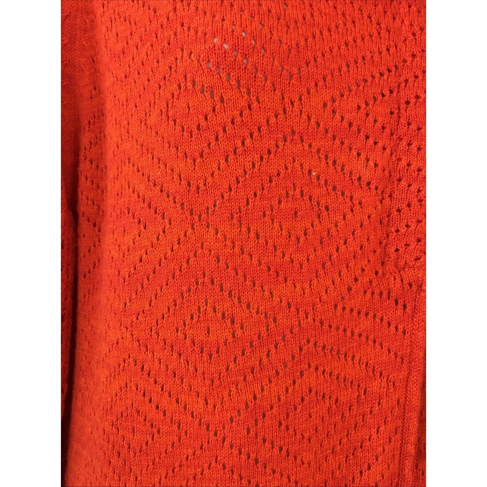 prAana Cedar Cowl Neck Cotton Wool Open Knit Pullover Sweater Orange Red Small - Picture 3 of 14